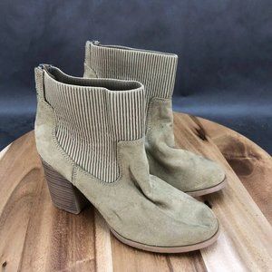 UnionBay Brown Faux Suede Zip Up Block Heel Ankle Boots Womens Size 6